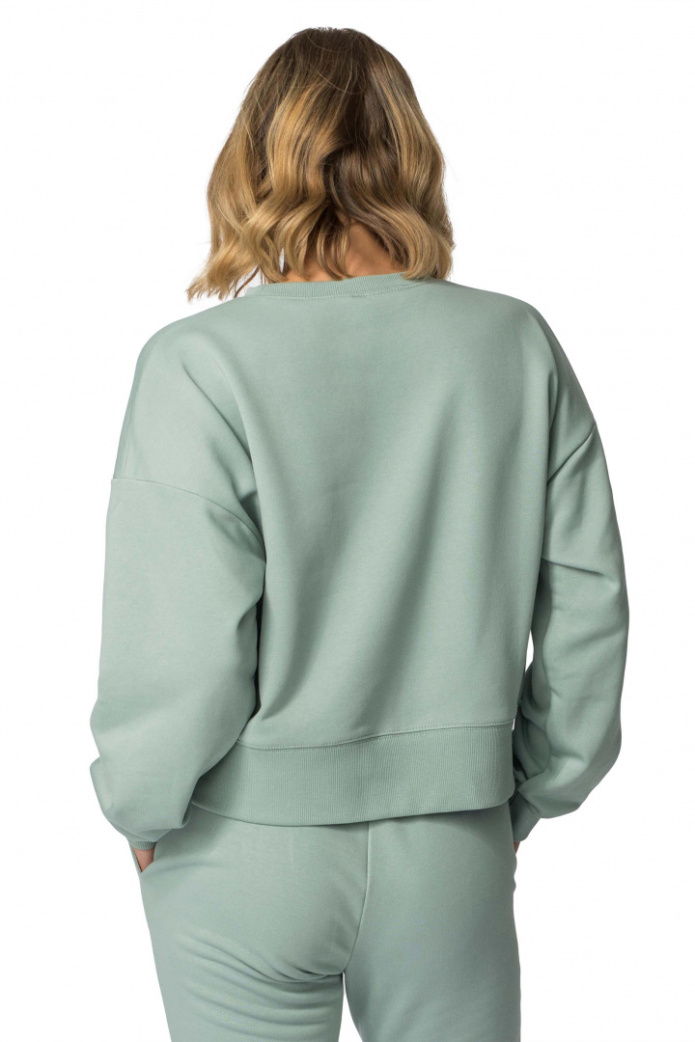 Bluza damska dresowa ze ściągaczami sportowa bawełniana miętowa